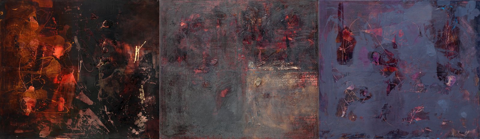 Abstract Escarpment (paintings are grouped during the exhibition) Oil on canvas 140x480cm 2013 2015